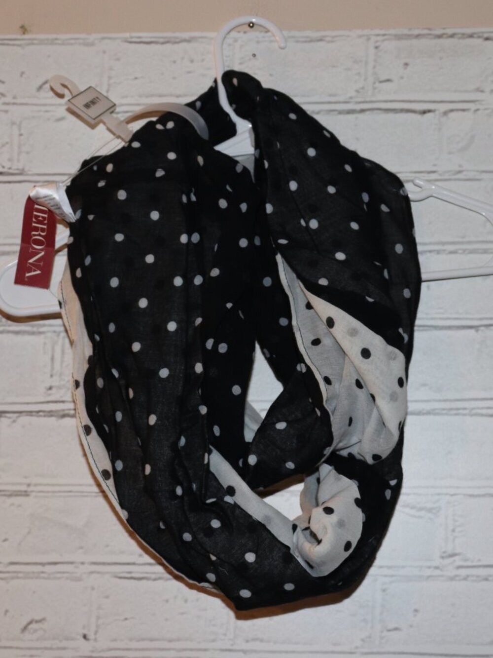 ♾️ Merona Infinity Scarf · NWT · Black & White Polka Dot